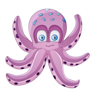 Şirin ahtapot üzerinde beyaz izole