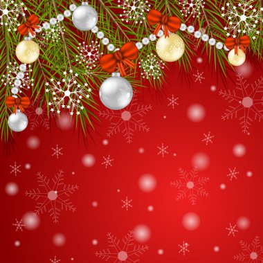 Noel kartı kırmızı zemin üzerine