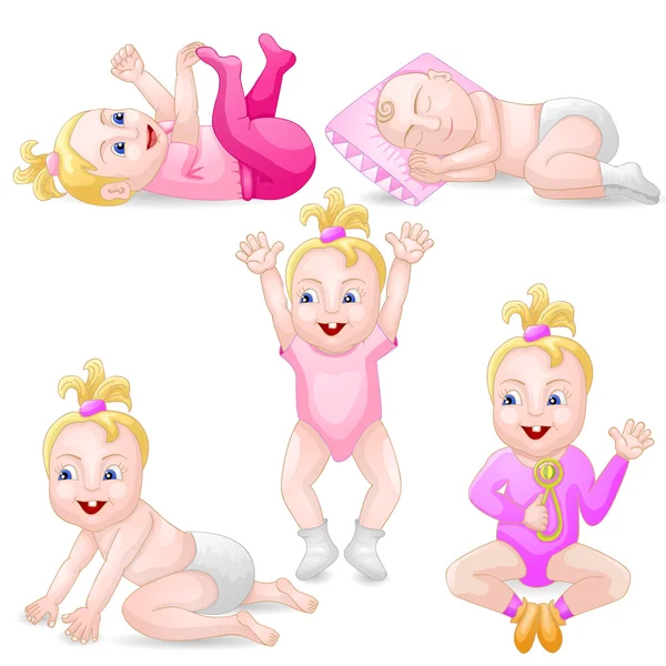Fem tecknade baby flickor — Stockfoto