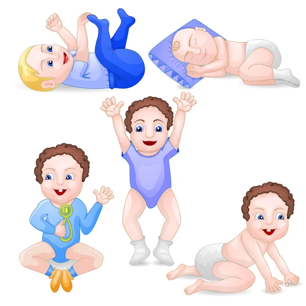 Fem tecknade baby pojkar — Stockfoto