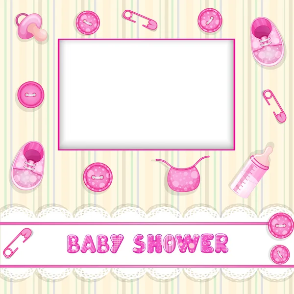 Tarjeta de ducha de bebé con objetos de bebé — Foto de Stock