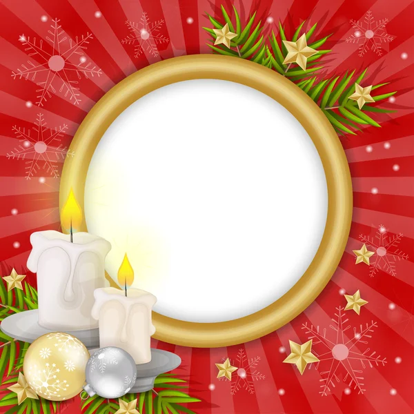 Christmas card with candle — Stock Photo, Image