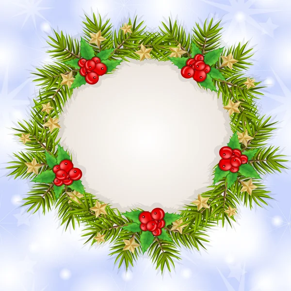 Julkort bakgrund med grenar och dekoration — Stockfoto