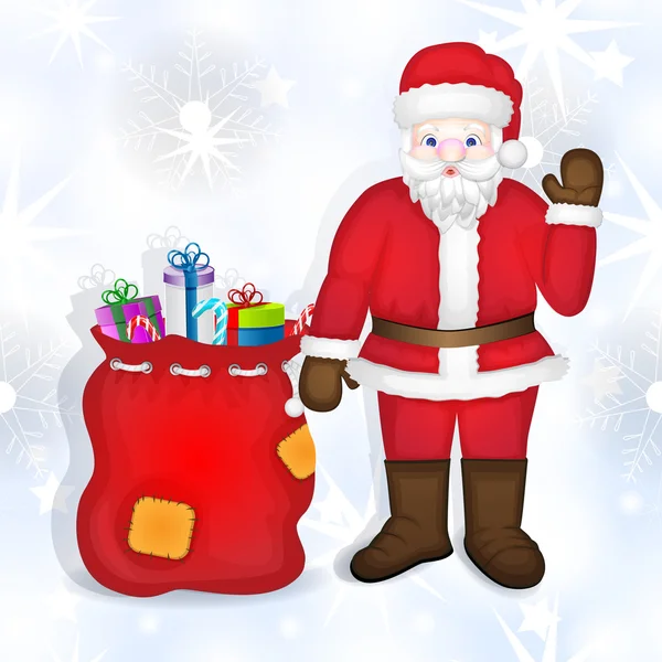 Santa Claus with bag full of gifts — Stock Photo, Image