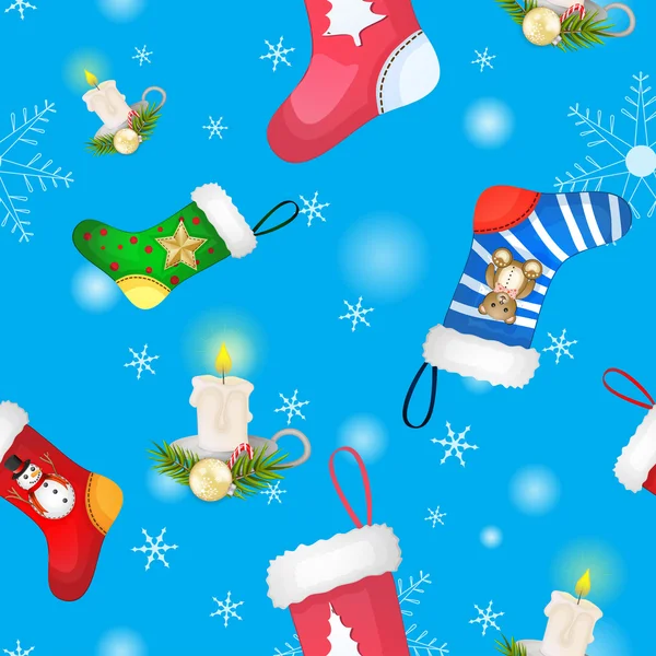 Jul strumpor med ljus och dekoration mönster — Stockfoto