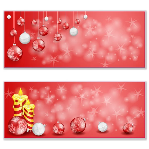 Cartão de Natal com bolas de Natal e velas — Fotografia de Stock