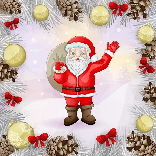 Santa Claus kort med ornament — Stockfoto