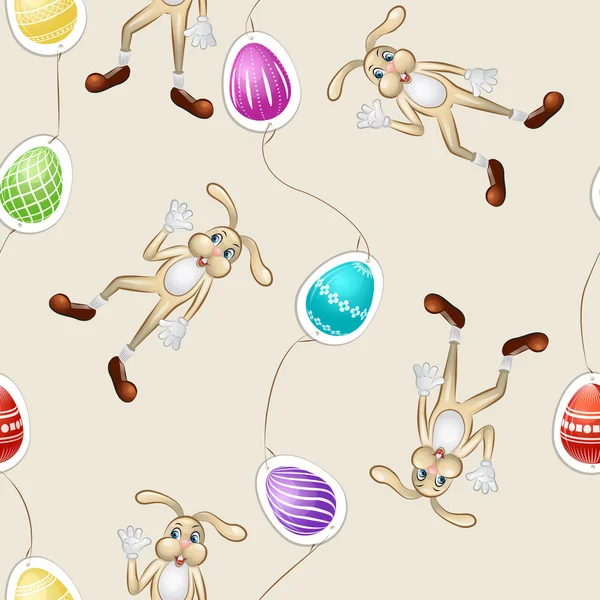 Безшовний весняний візерунок з великодніми яйцями та кроликами — стокове фото
