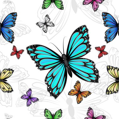 Renkli kelebeklerle kusursuz desen