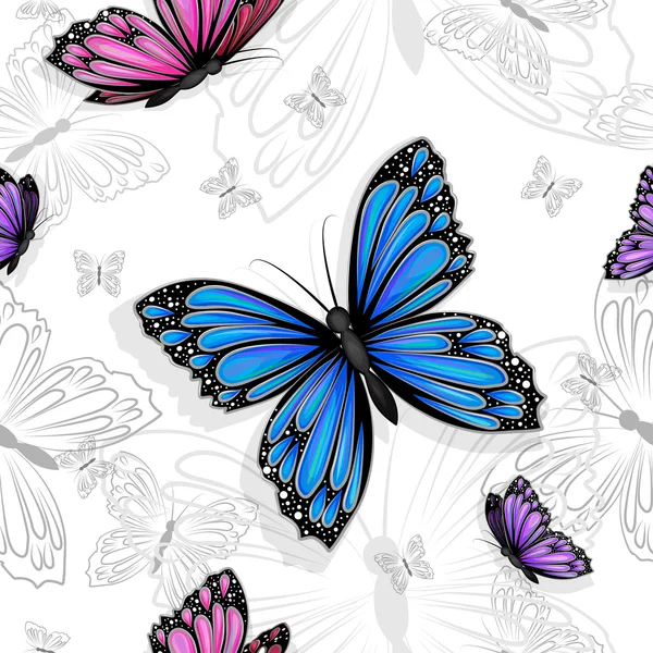 Nahtloses Muster mit bunten Schmetterlingen — Stockfoto