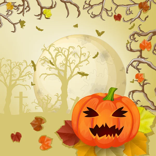 Halloween night with pumpkins - background with place for text — Stock Photo, Image