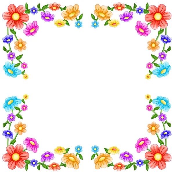 Colorful flowers frame decor — Stock Photo, Image