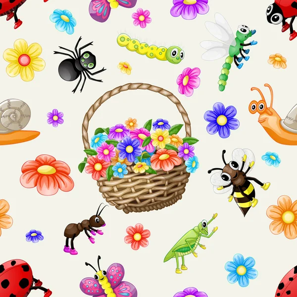 귀여운 만화 곤충 패턴 — 스톡 사진