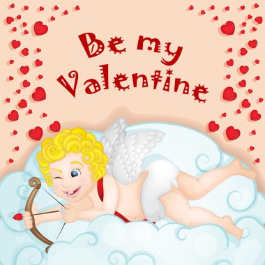 bulut üzerinde kalp arka plan üzerinde Eros