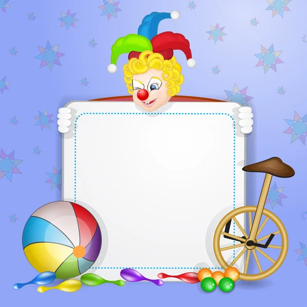 Clowns with ball and unicycle — Stock Photo, Image