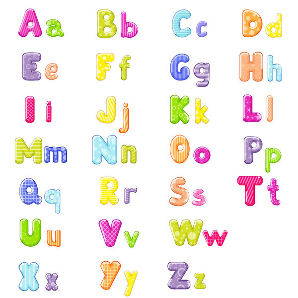 multicolored cartoon alphabet isolated
