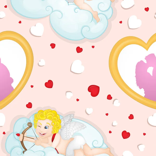 Cupid mönster med hjärta ram — Stockfoto