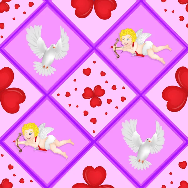 Pattern with cupid and pigeon — Stock Photo, Image