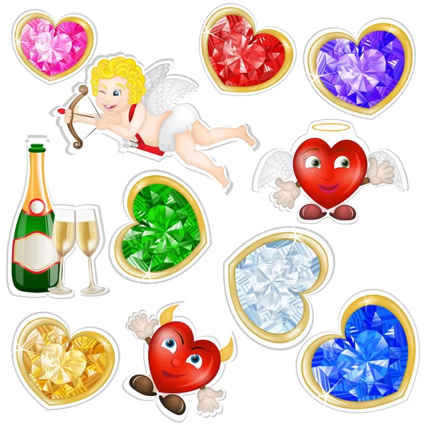 Valentines elements stickers on white — Stock Photo, Image