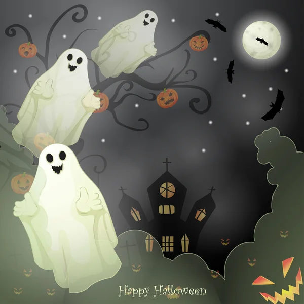 Halloween card with spooky things — Stock Vector