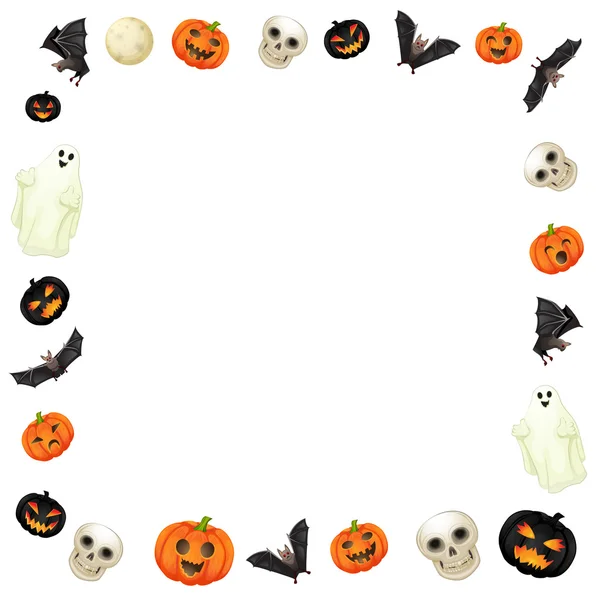 Cadre éléments Halloween sur blanc — Image vectorielle