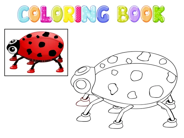 Coloriage coccinelle — Image vectorielle