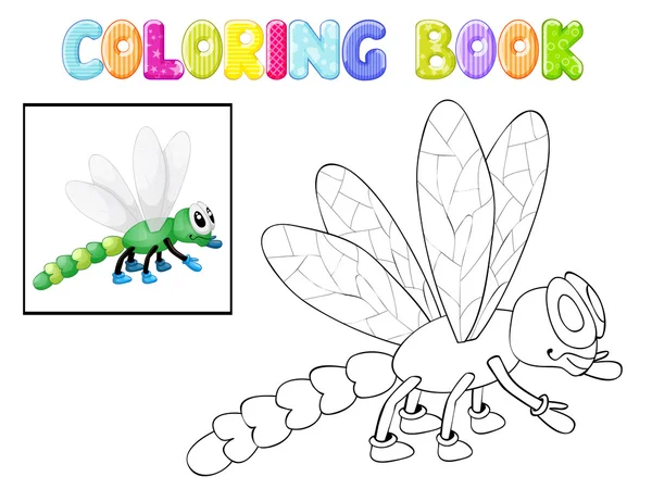 Coloriage libellule — Image vectorielle