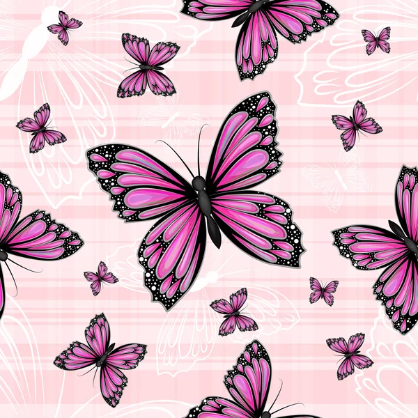 Nahtloses Muster mit bunten Schmetterlingen — Stockvektor