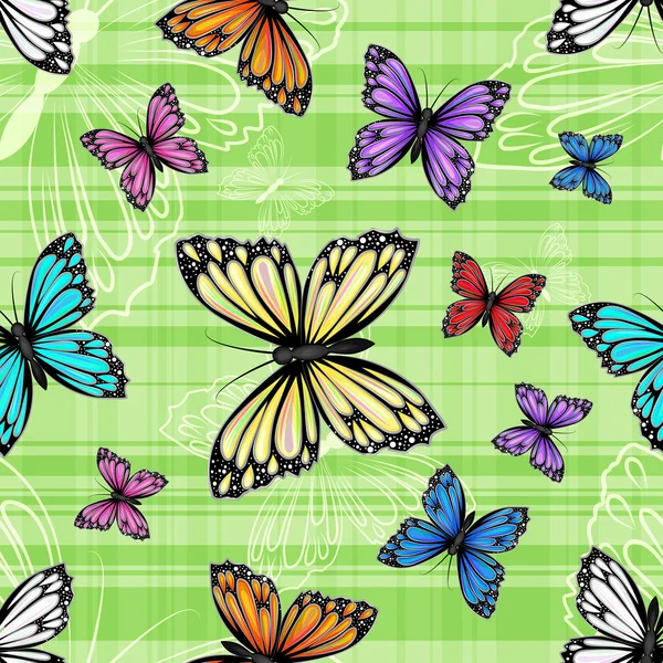 Seamless pattern with colorful butterflies — Stock Vector