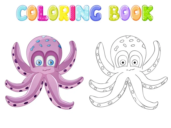 Lindo pulpo para colorear — Vector de stock