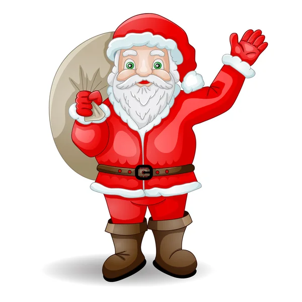 Cartone animato Babbo Natale con borsa — Vettoriale Stock
