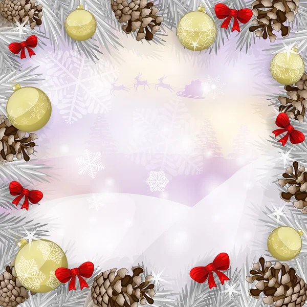 Cartão de Natal com ornamentos — Vetor de Stock