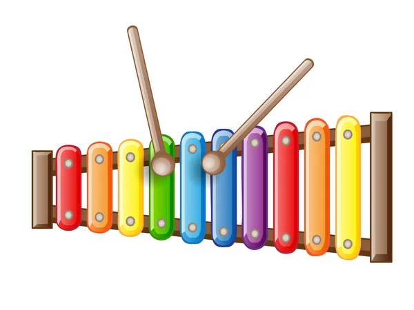 Rainbow färgad leksak xylofon isolerad på vit bakgrund — Stock vektor