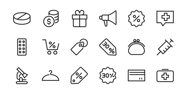 Cyber Monday Icon Set Contiene Paquetes Descuento Promociones Carrito Compras — Vector de stock