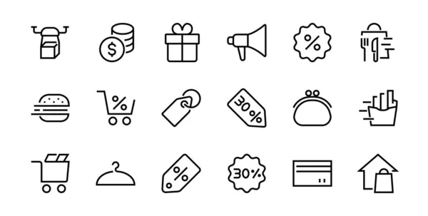 Cyber Monday Icon Set Contient Des Forfaits Réduction Promotions Panier — Image vectorielle