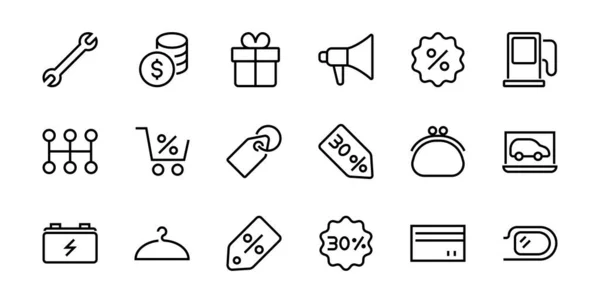 Cyber Monday Icon Set Contient Des Forfaits Réduction Promotions Panier — Image vectorielle