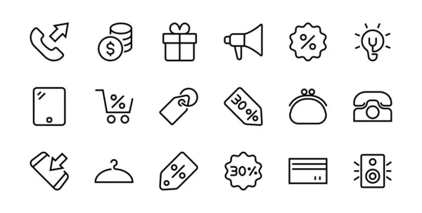 Cyber Monday Icon Set Contient Des Forfaits Réduction Promotions Panier — Image vectorielle