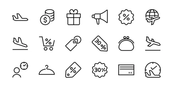 Black Friday Icon Set Contiene Pacchetti Sconto Promozioni Carrello Della — Vettoriale Stock