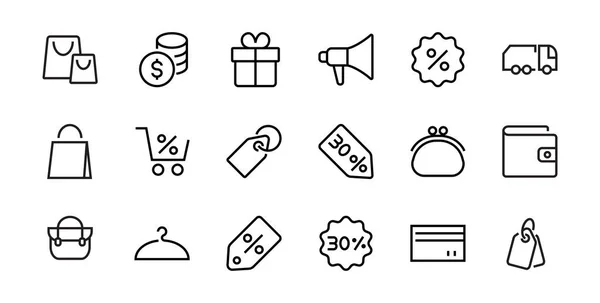 Black Friday Icon Set Conține Pachete Discount Promoții Coș Cumpărături — Vector de stoc