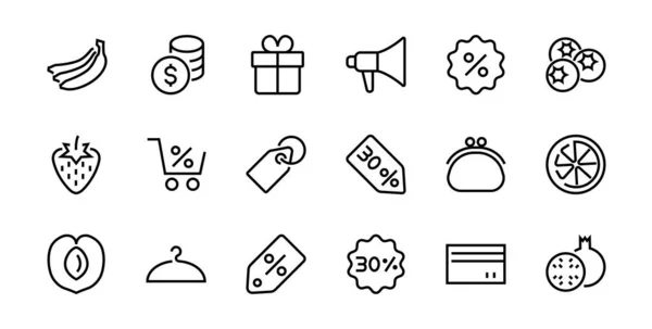 Black Friday Icon Set Contiene Paquetes Descuento Promociones Carrito Compras — Vector de stock