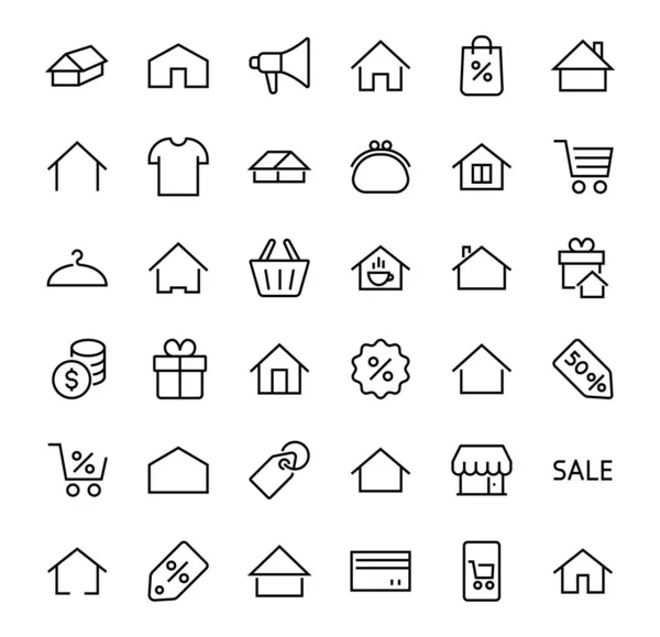 Einfache Reihe Von Farblich Editierbaren Haussymbolvorlagen Enthält Solche Symbole Heimatkalender — Stockvektor