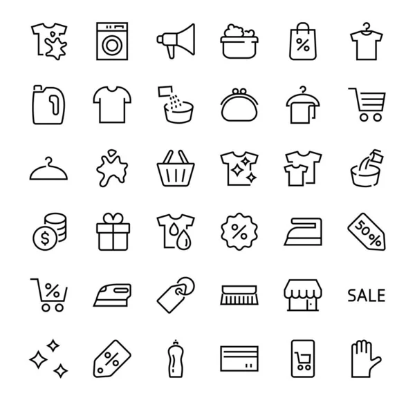 Eenvoudige Set Van Wassen Gerelateerde Vectorlijn Pictogrammen Bevat Iconen Zoals — Stockvector
