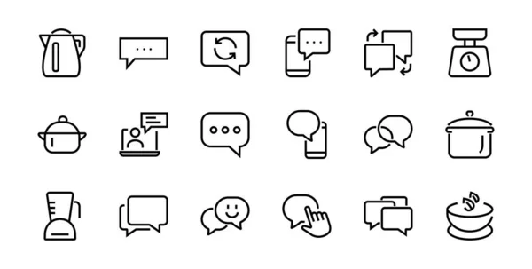 Conjunto Simple Iconos Línea Vectorial Mensaje Contiene Iconos Como Conversación — Archivo Imágenes Vectoriales