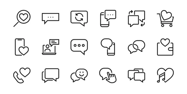 Einfache Reihe Von Botschaftszeilenvektorzeilensymbolen Enthält Symbole Wie Gespräche Sms Benachrichtigungen — Stockvektor