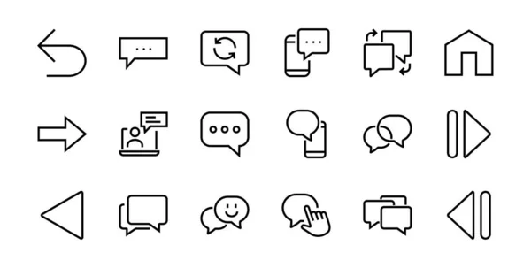 Conjunto Simple Iconos Línea Vectorial Mensaje Contiene Iconos Como Conversación — Archivo Imágenes Vectoriales