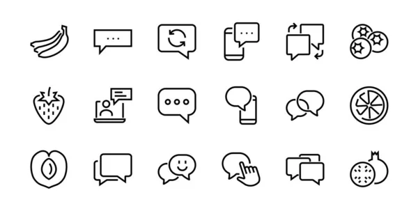 Einfache Reihe Von Botschaftszeilenvektorzeilensymbolen Enthält Symbole Wie Gespräche Sms Benachrichtigungen — Stockvektor