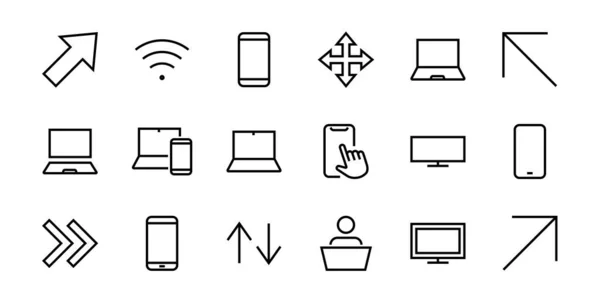Dispositivos Inteligentes Gadgets Conjunto Iconos Lineales Vector Contiene Iconos Ordenador — Vector de stock