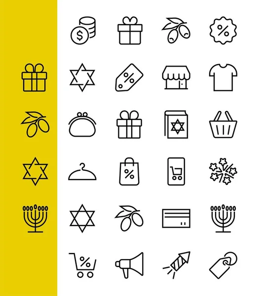 Black Friday Icon Set contains icons of Promotions, Discounts Shopping, Shopping Cart. Editable stroke. Vector Symbols, Linear — Stock Vector