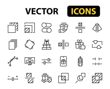 İlgili vektör çizgisi simgelerini düzenleyen basit bir set. Ekin, kopyalama, ölçek, döndürme ve daha fazlası gibi simgeler içerir. Düzenlenebilir felç. 48x48 Piksel Mükemmel. Beyaz arkaplanda
