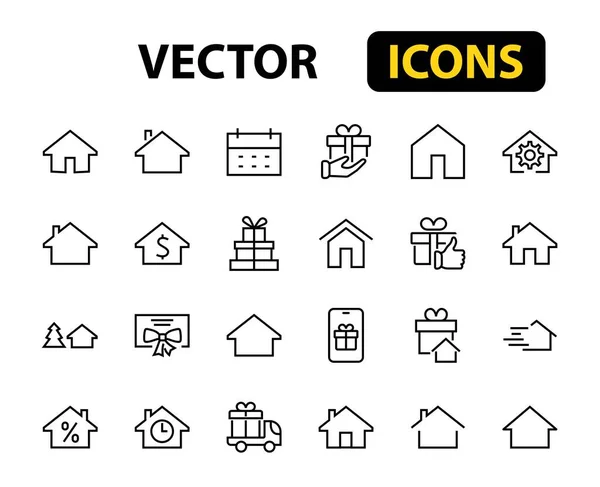 Sencillo Conjunto Iconos Línea Vector Inicio Contiene Símbolos Casa Interés — Vector de stock